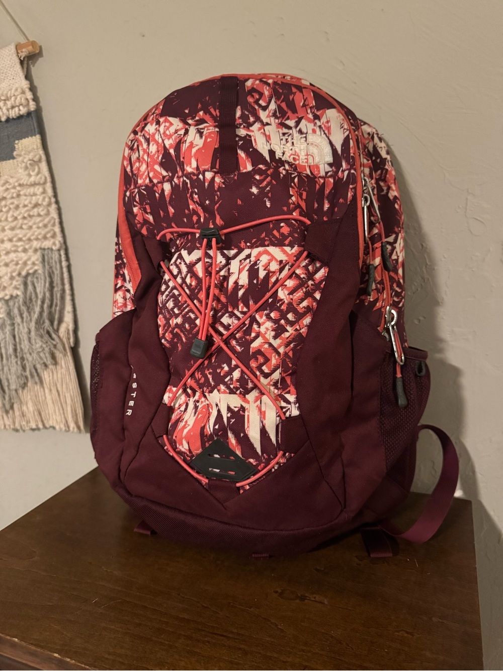 The North Face Burgundy & Coral Graphic Backpack